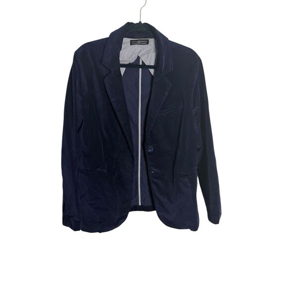 Peruvian Connection Blue Velvet Blazer Structured Silhouette Women’s Size 12 - Picture 2 of 5